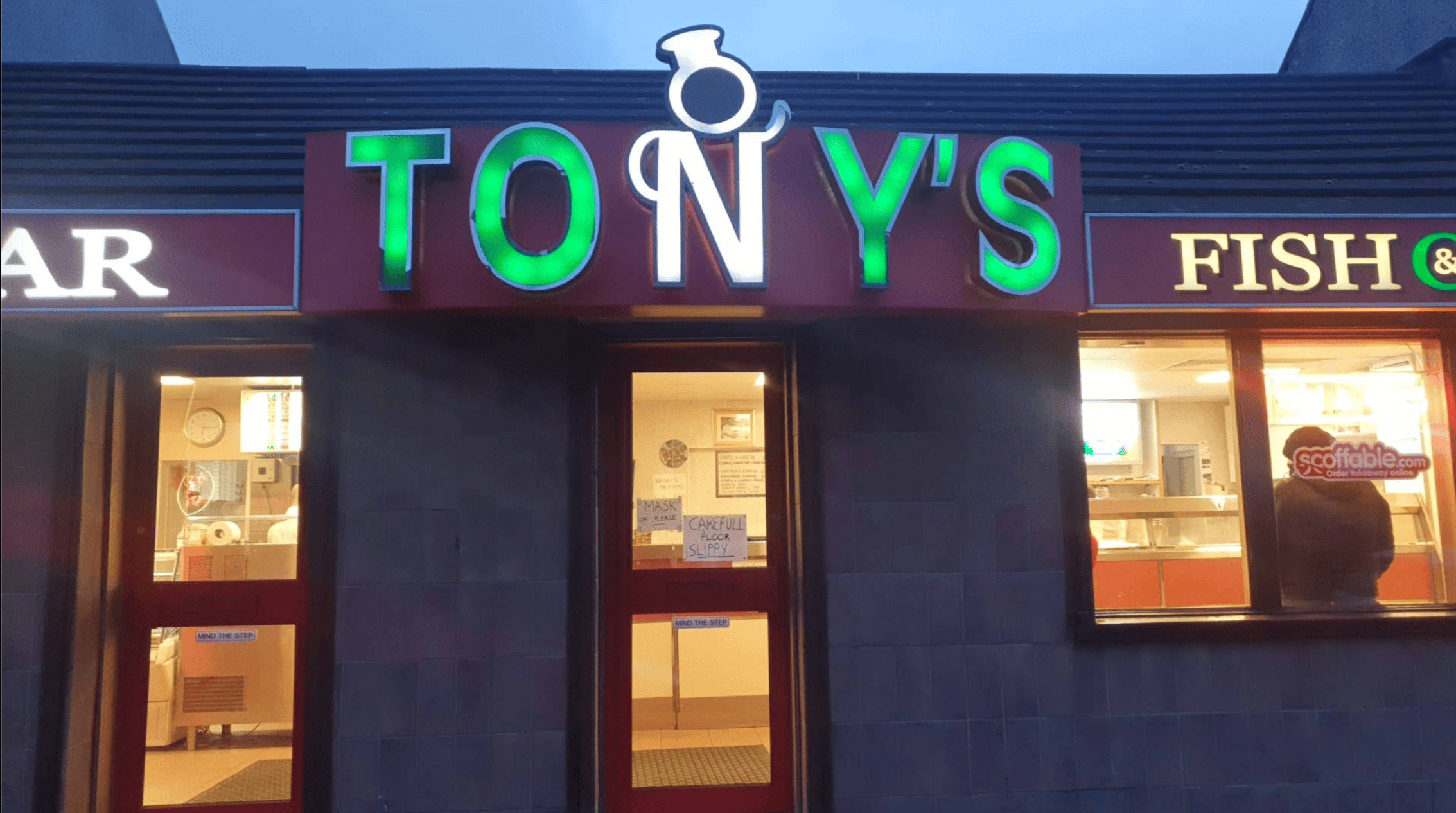 the Exterior of Tonys Whitburn Takeaway